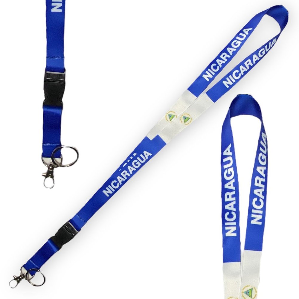 Nicaragua Flag Lanyard, Keychain Nicaragua Flag Keyholder